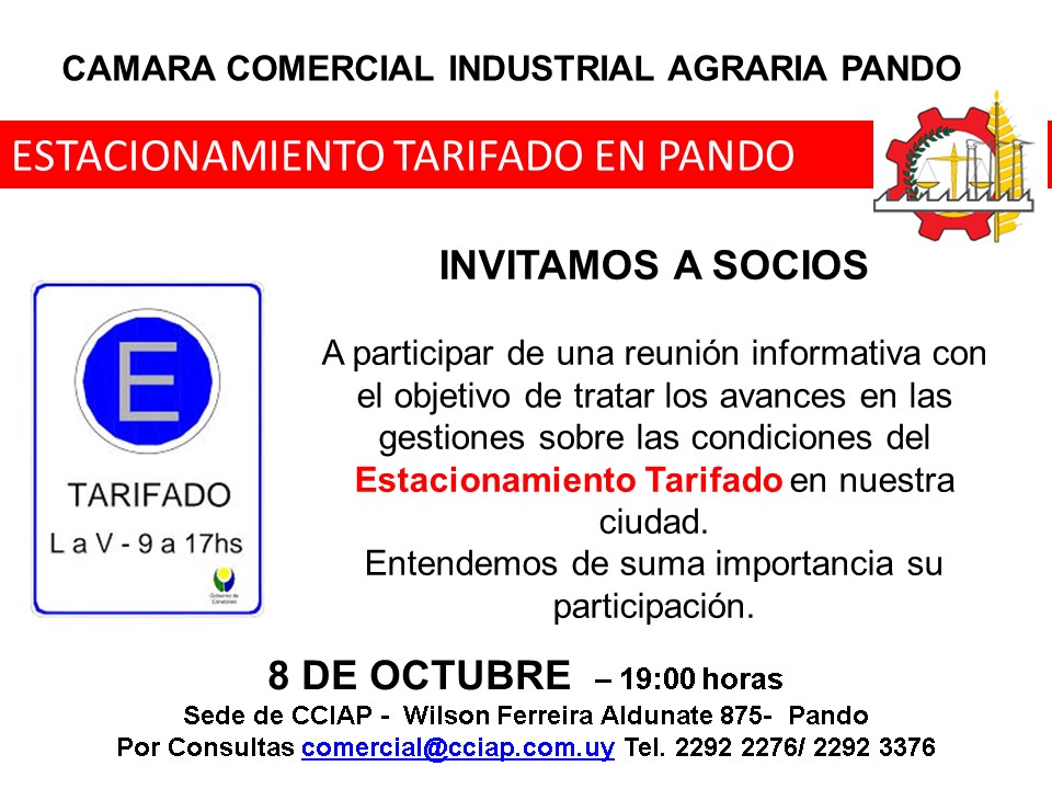 Invitación Reunión Informativa Estacionamiento Tarifado - CCIAP